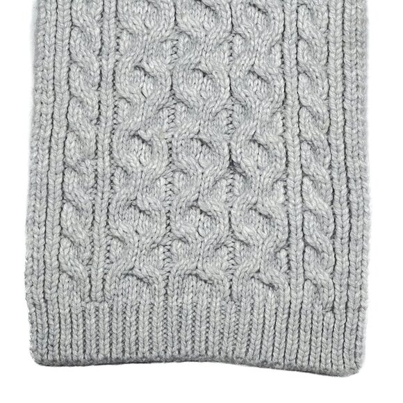 Chunky Fisherman Cable Knit Wool Alpaca Scarf in Light Grey Soft Unisex - NWOT - Picture 5 of 9